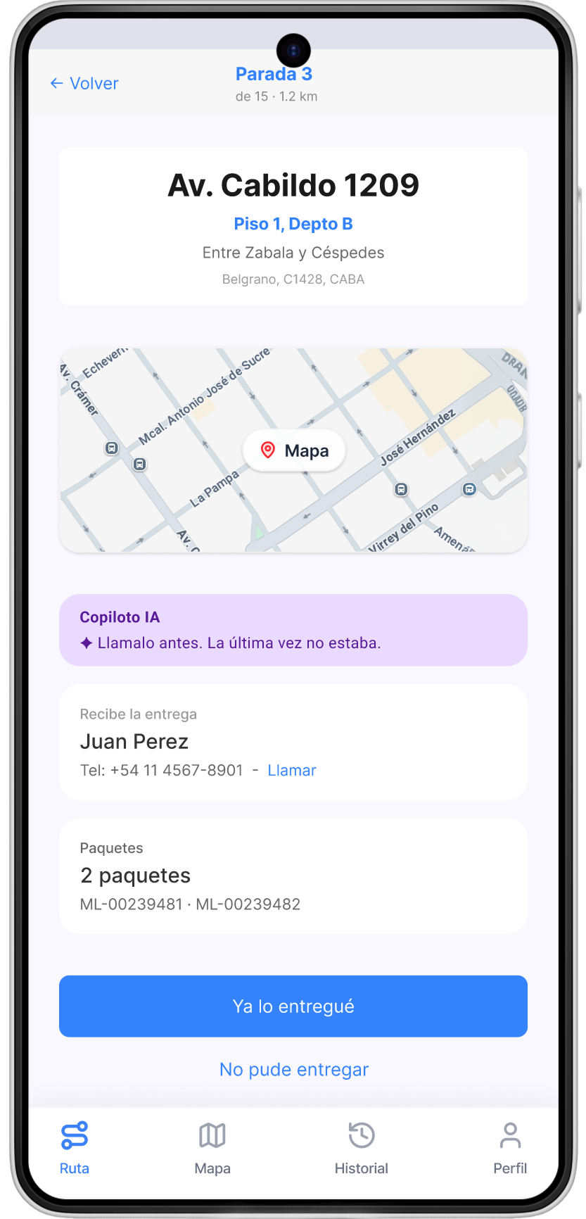 High-Fi P2 — Detalle de parada